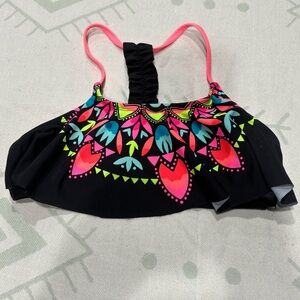 Girls bikini top ruffle neon colors size 10